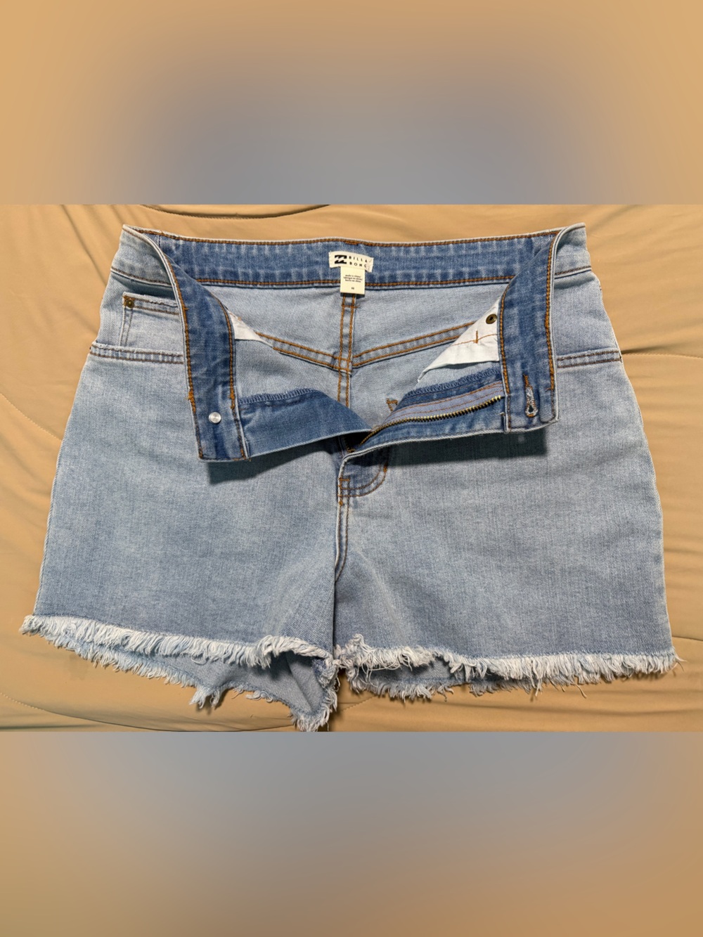Billabong Light Blue Frayed Hem Denim Shorts